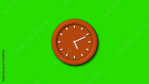 12 hours counting down 3d wall clock on green background