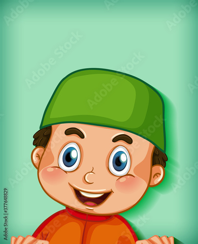 Male muslim cartoon character colour gradient background