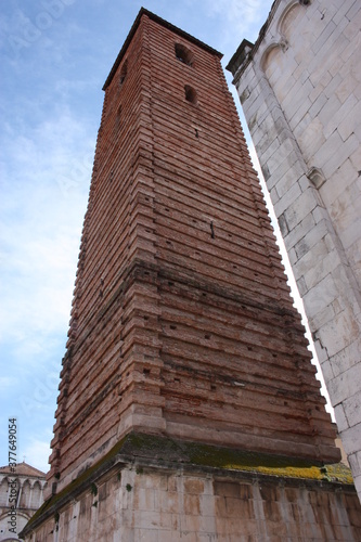 Fototapeta Naklejka Na Ścianę i Meble -  The ancient medieval tower of Pietrasanta, a town of art in Tuscany.