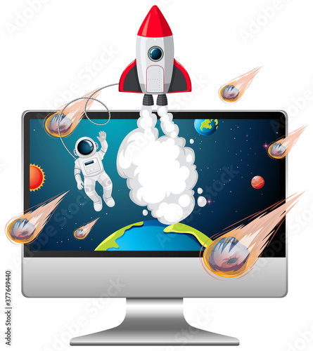Galaxy background on computer screen