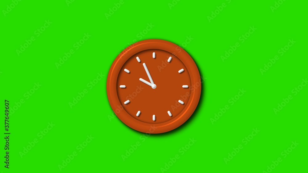 Green screen brown color 3d wall clock ,12 hours 3d wall clock Green screen brown color 3d wall clock ,12 hours 3d wall clock