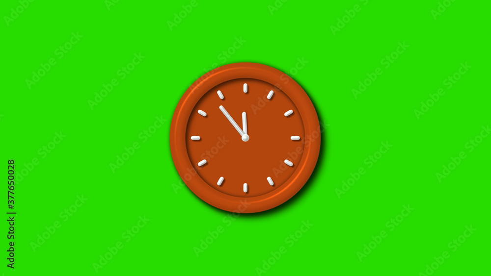 Green screen brown color 3d wall clock ,12 hours 3d wall clock Green screen brown color 3d wall clock ,12 hours 3d wall clock