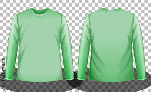 Green long sleeve t-shirt front and back side