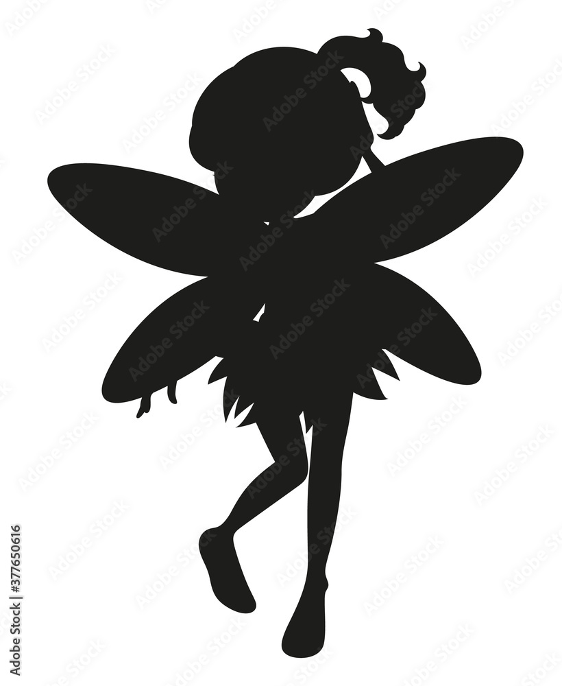 Fairy characters silhouette on white background Fairy characters silhouette on white background