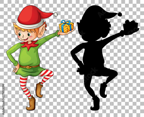 Fototapeta Naklejka Na Ścianę i Meble -  Cute boy elf and its silhouette