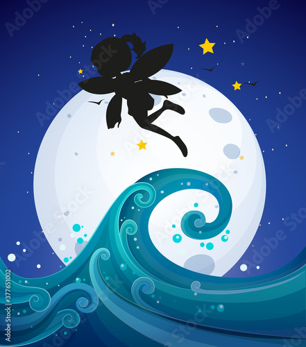 Fairy silhouette in nature background