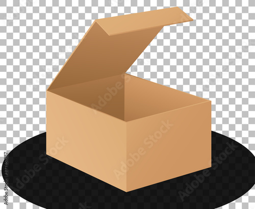 Cardboard box opened isolated cartoon style