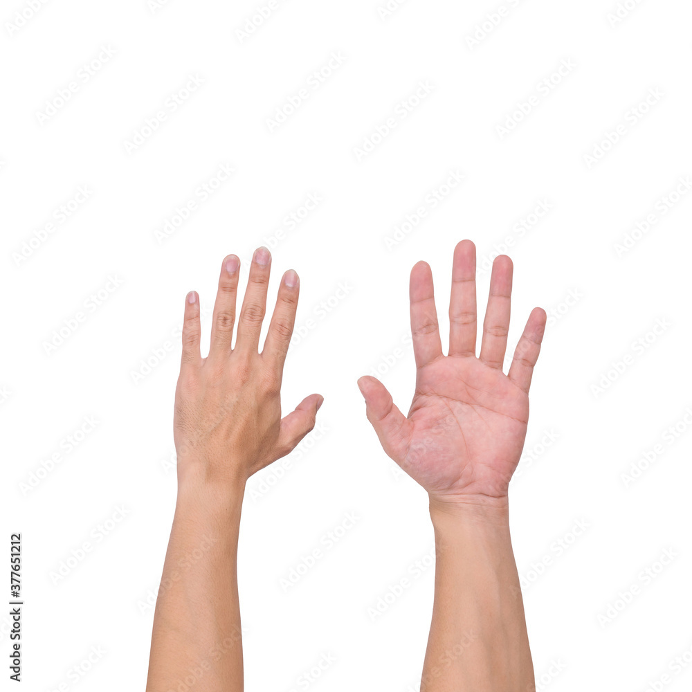 A white male hand gesture showing a finger count on a white background. clipping path. A white male hand gesture showing a finger count on a white background. clipping path.