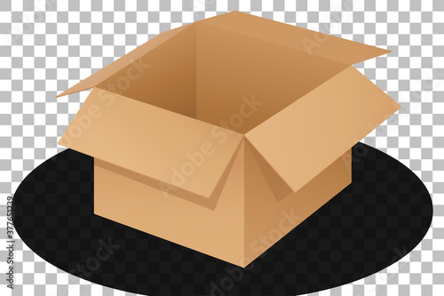 Cardboard box opened isolated cartoon style