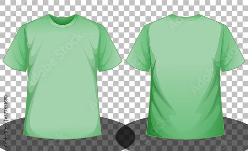 Green short sleeve t-shirt front and back side