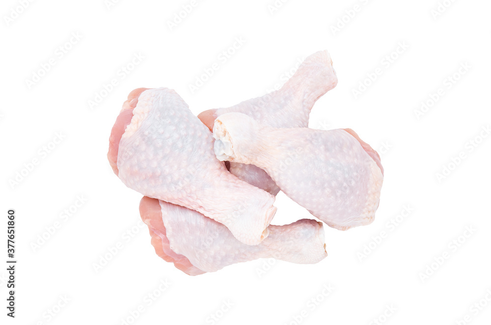 Set of five fresh chicken drumsticks isolated on a white background. Set of five fresh chicken drumsticks isolated on a white background.