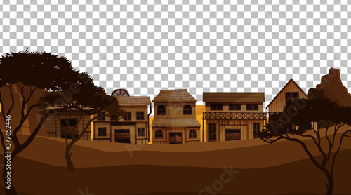 Old town village on transparent background