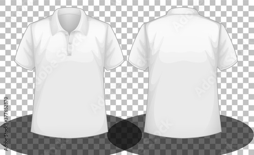 White short sleeves polo shirt front and back side