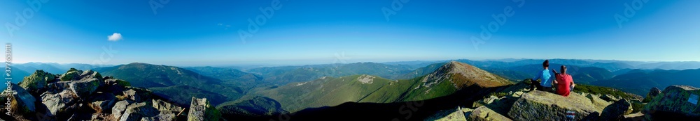 Panorama of beautiful landscapes with high mountains of Ukraine