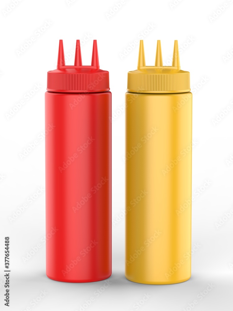 Blank 3 Hole Plastic Ketchup and Sauce Bottle For branding and mock up, 3d render illustration. Blank 3 Hole Plastic Ketchup and Sauce Bottle For branding and mock up, 3d render illustration.