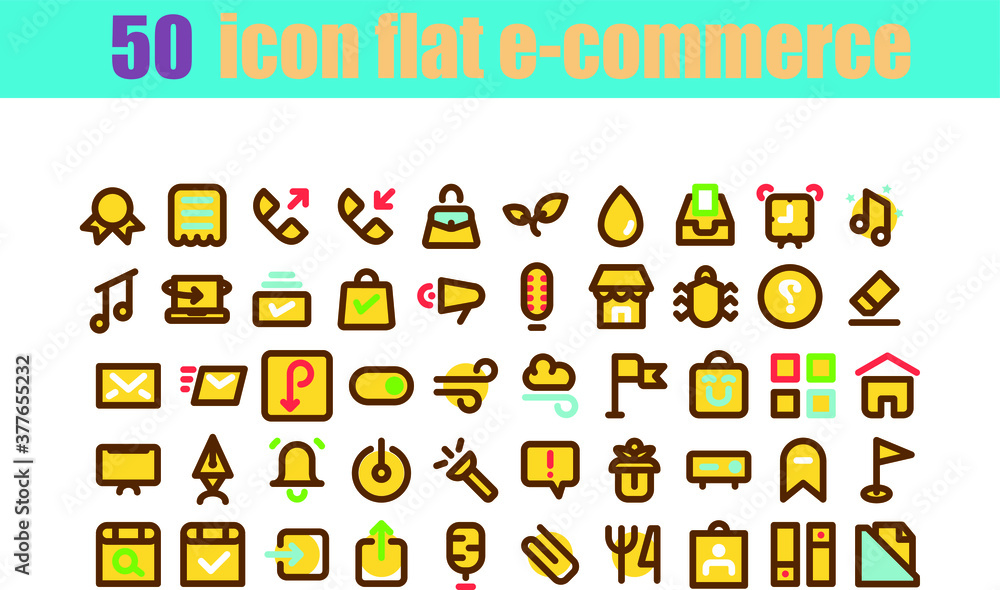 50 Icon Flat E-Commerce for any purposes website mobile app presentation 50 Icon Flat E-Commerce for any purposes website mobile app presentation