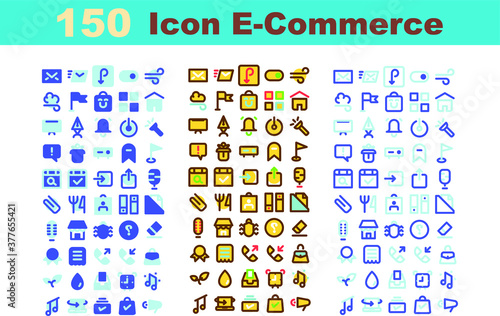 150 Flat Icon E-Commerce for any purposes website mobile app presentation
