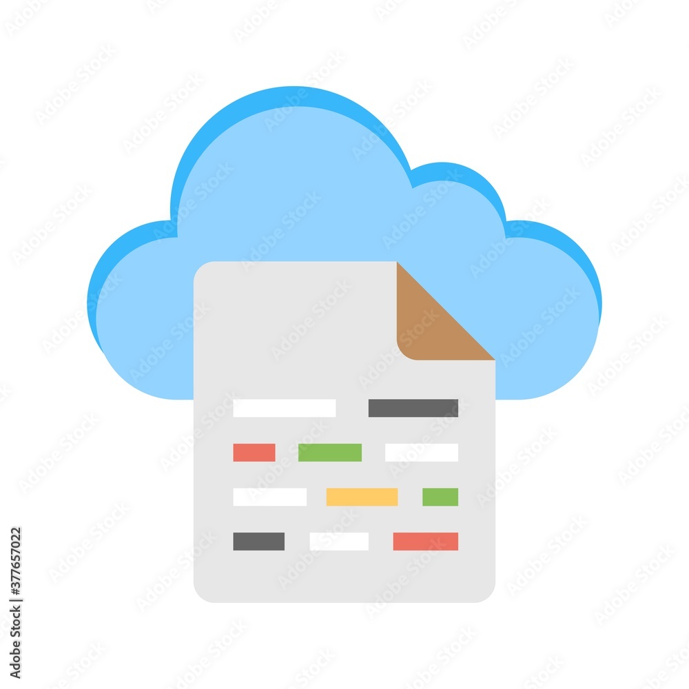 Cloud computing with document symbol. Cloud storage for files icon. Vector illustration. Cloud computing with document symbol. Cloud storage for files icon. Vector illustration.
