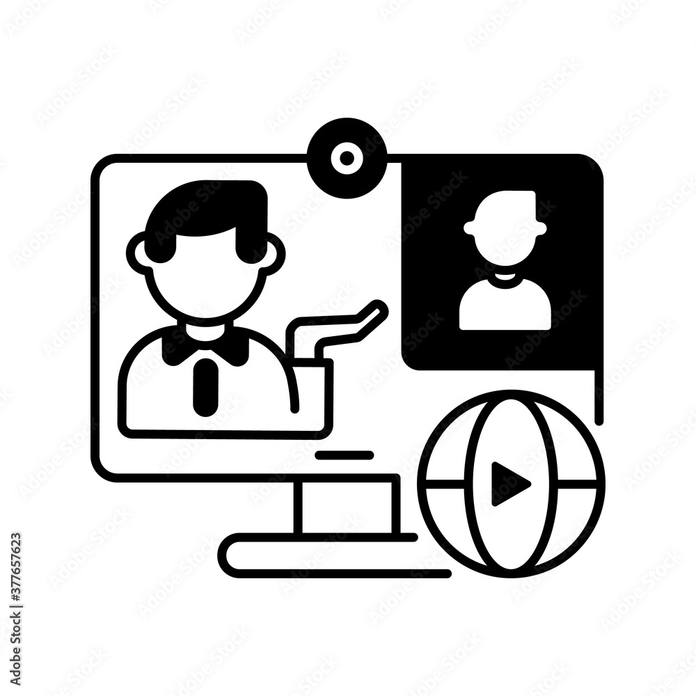 Online conference black linear icon Online conference black linear icon