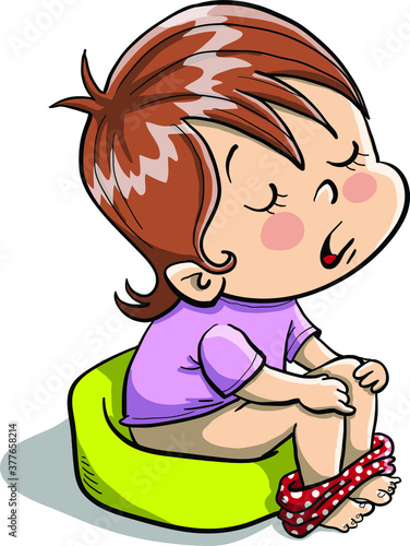 Little girl going to bathroom during potty training