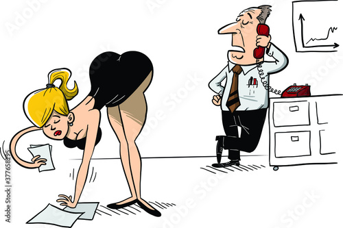 Boss and secretary working late