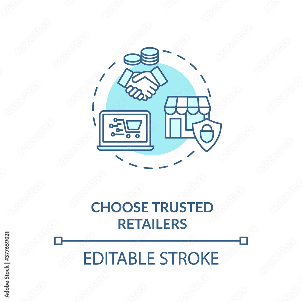 Choose trusted retailers concept icon