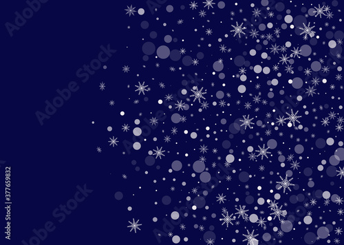 Snowflakes. Snow. Snowfall. Falling scattered white snowflakes on a gradient background. Vector	