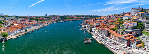 Panorama of River Douro and its riverbanks in Porto, Portugal