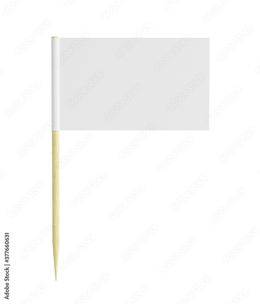 Blank Toothpick flag - Miniature paper pointer flag isolated on white background - 3d rendering Blank Toothpick flag - Miniature paper pointer flag isolated on white background - 3d rendering