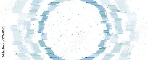 Blue glitch laser neon circle abstract background. Retro futuristic 80s - 90s vector design