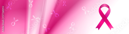 Breast cancer awareness month. Smooth stripes and ribbon tape banner vector design