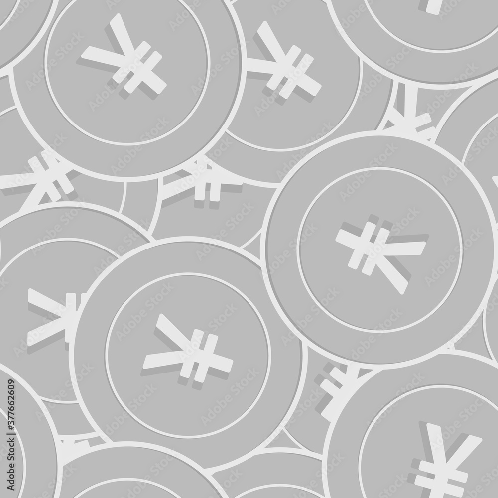 Fototapeta premium Chinese yuan silver coins seamless pattern. Creati