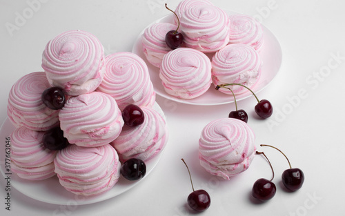 big pink marshmallows and cherries