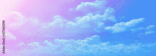 Fantasy on a cloudy sky with clear blue gradient colors and a glass texture as a beautiful natural abstract background