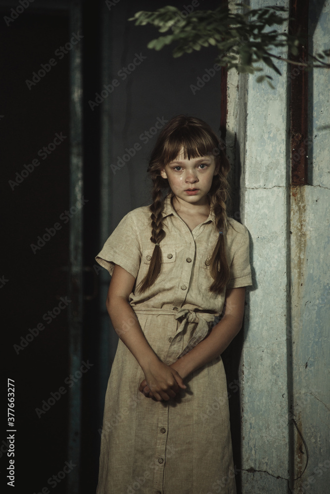 teenage girl sad at the old house teenage girl sad at the old house