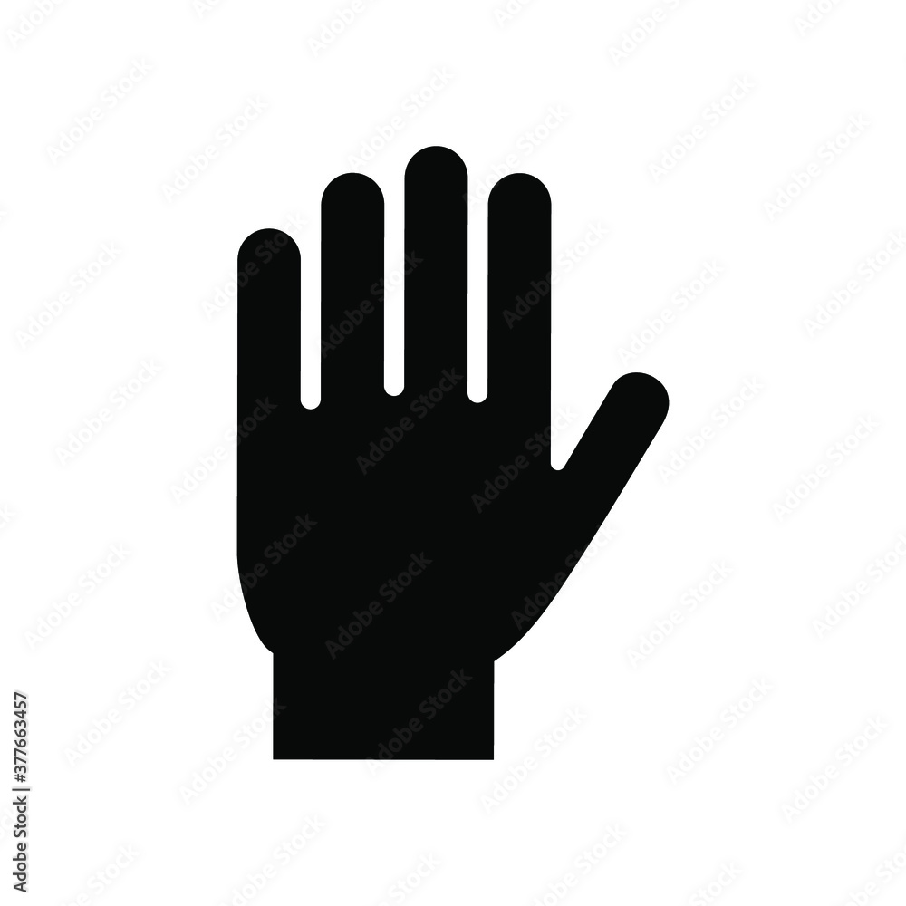 Vector hand icon, palm sign on isolated background.
