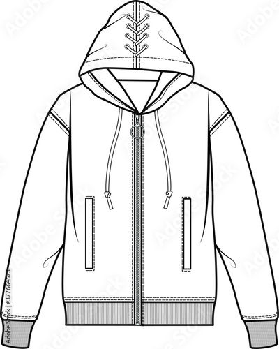 SWEATSHIRT, Hooded sweat jacket with zipper. Hoodie Mockup template.