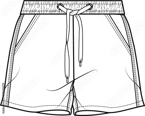 men's shorts illustration. Fashion flat sketch, vector