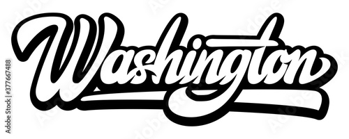 Calligraphic inscription Washington. Lettering. Monochrome vector illustration