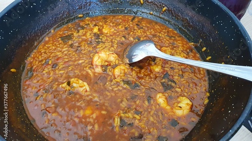 frying pan with meat