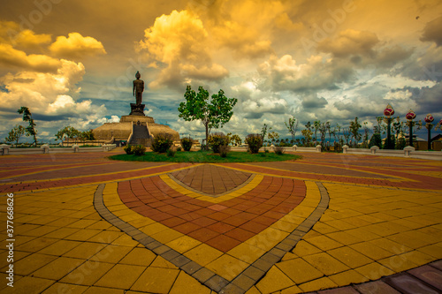 Phutthamonthon Isan-Khon Kaen:16 June2020,Atmosphere within the religious tourist attraction,There is a large Buddha statue looming on the bypass road,allowing citizens or tourists to make merit ,thai photo