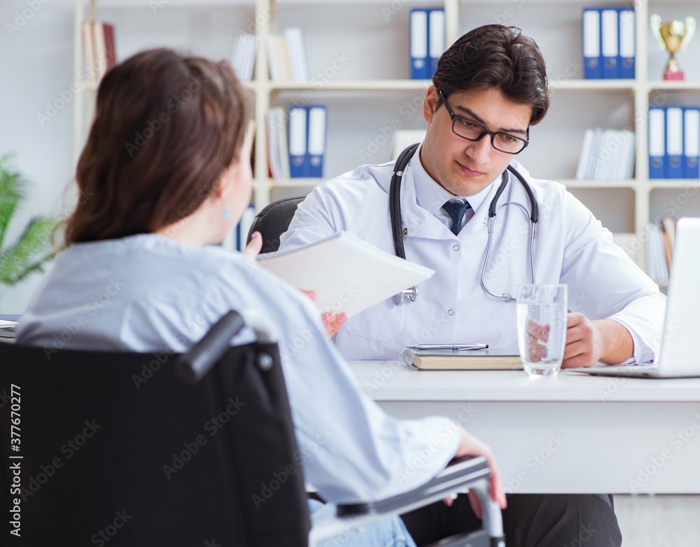 Doctor sharing discouraging lab test results to patient Doctor sharing discouraging lab test results to patient