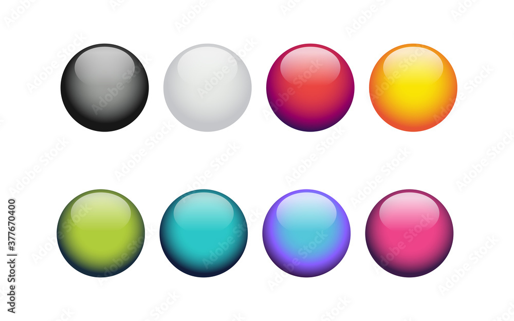 Shiny balls of different colors isolated on white. Vector illustration. Shiny balls of different colors isolated on white. Vector illustration.