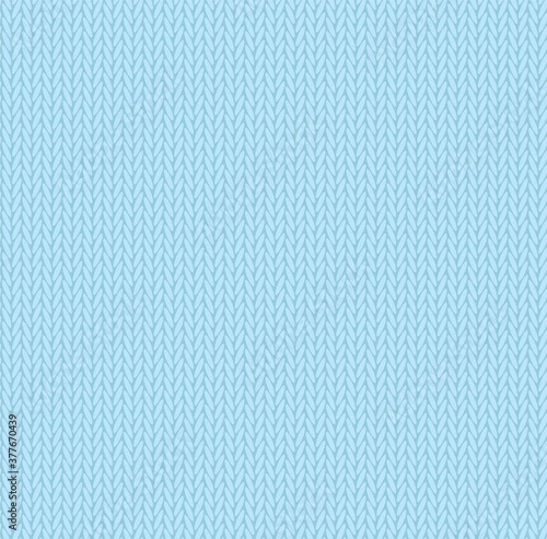 Knit texture sky blue color. Vector seamless pattern fabric. Knitting background flat design.