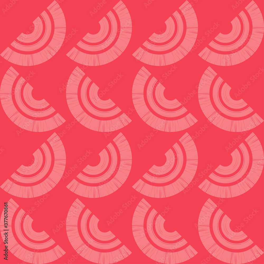 Obraz premium Polka dots seamless pattern. Striped circles and semi-circles. Mosaic of ethnic figures. Patterned texture. Geometric background. Vector illustration for web design or print.