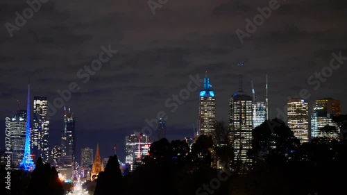 Melbourne paranoma skyline timelapse at night time 
melbourne city night time timelapse photo