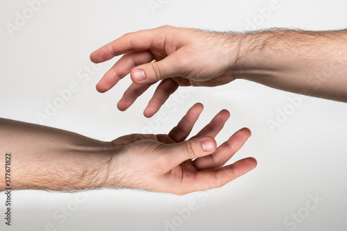 Man s hand. Male hands on a white background. Wrist.