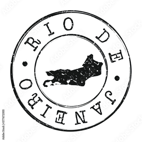 State of Rio de Janeiro, Brazil Map Postmark. A Silhouette Postal Passport. Stamp Round Vector Icon. Vintage Postage Designs.
