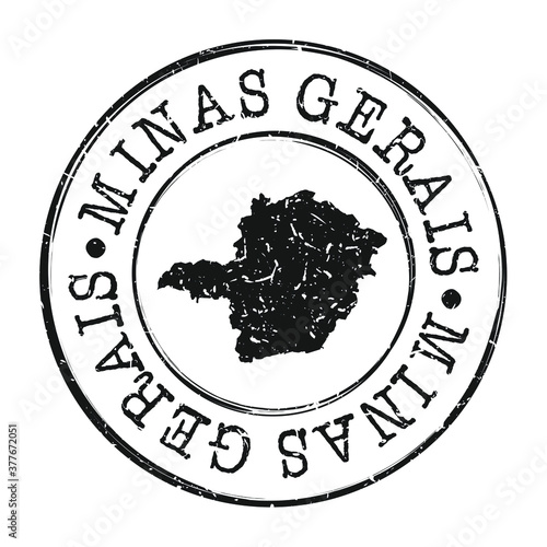 State of Minas Gerais, Brazil Map Postmark. A Silhouette Postal Passport. Stamp Round Vector Icon. Vintage Postage Designs.