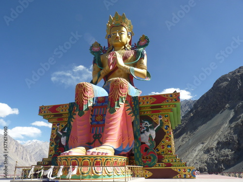 Diskit monastery at the Nubra Valley In Leh – Ladakh, India photo